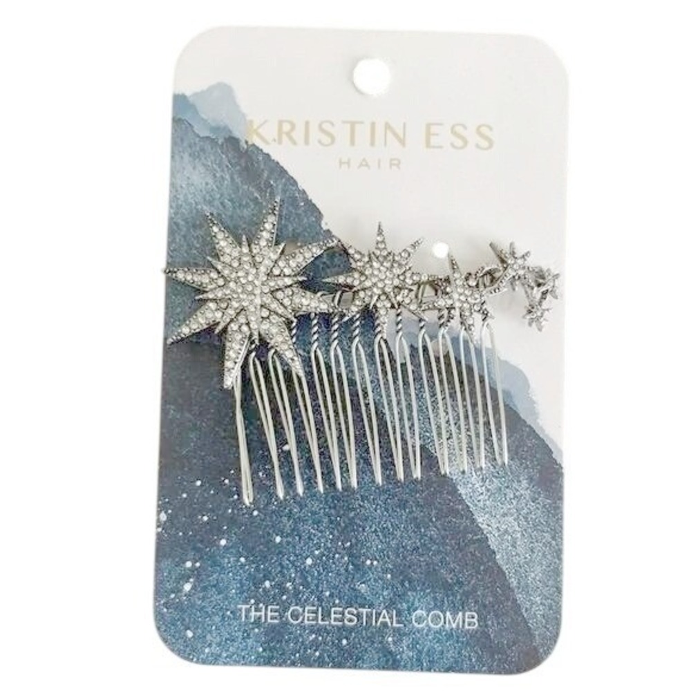 Kristin Ess Celestial Comb Rhinestone Star Hair Accessory Wedding /#M7129 - Picture 2 of 4